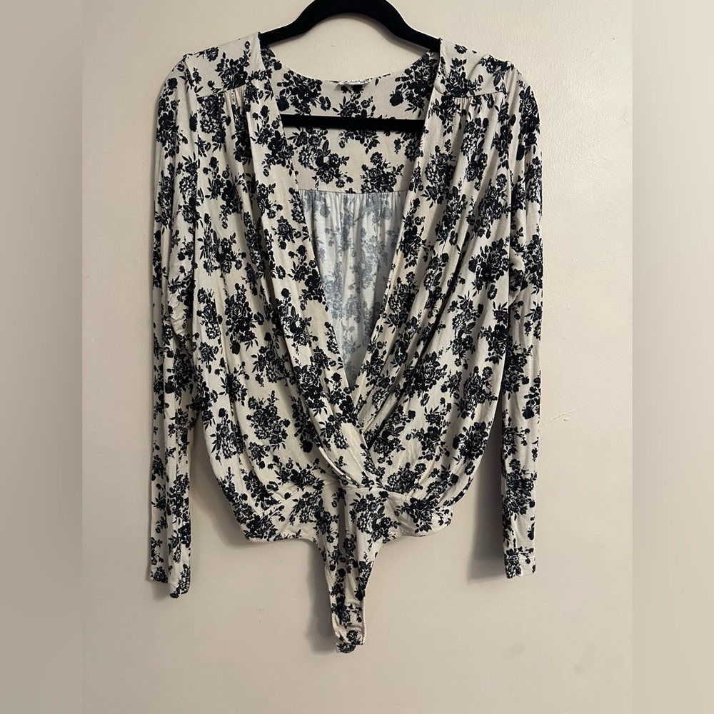 Free People Turnt Bodysuit - Black and Cream